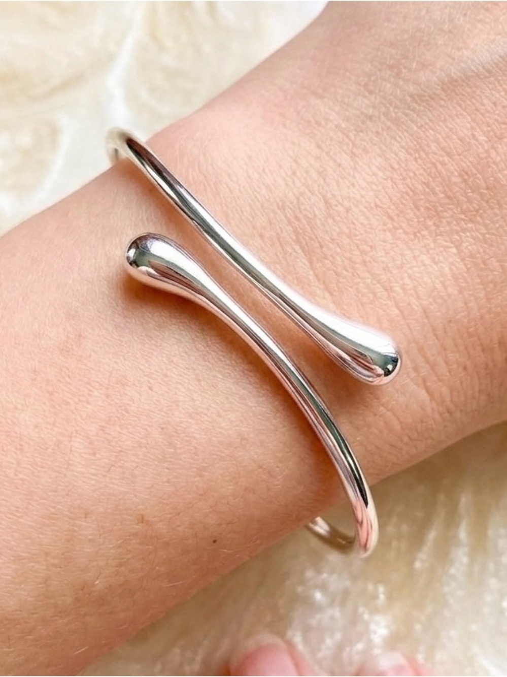 Silver Open Cuff Bracelet - Polished Silver